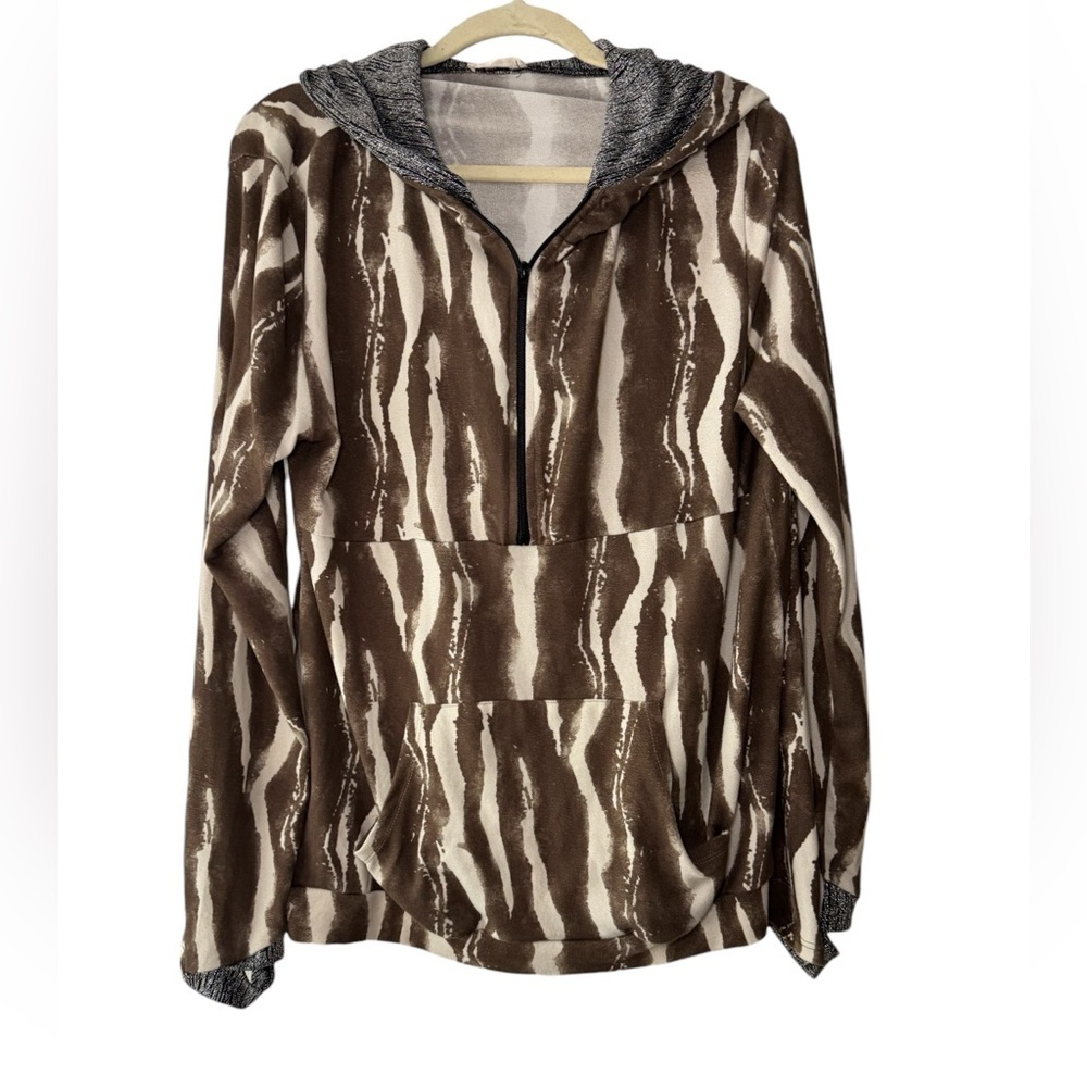 Blumin Print 3/4 Zip Pullover Hoodie Size L